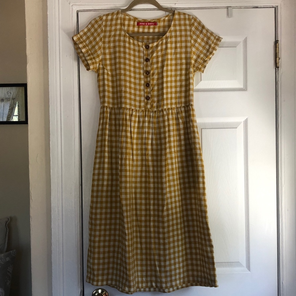 Pyne and Smith Gingham Button Up Midi Length Dress